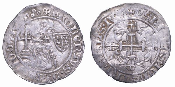 RODI. ROBERT DI JUILLY (31 Gran Maestro dell'Ordine dei Cavalieri Ospitalieri di Rodi e Malta), 1374-1376. Gigliato.  - Asta Numismatica - Associazione Nazionale - Case d'Asta italiane