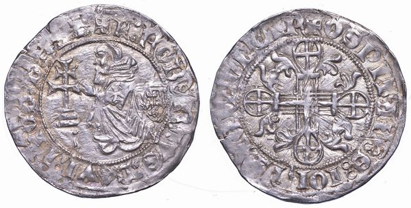 RODI. ROBERT DI JUILLY (31 Gran Maestro dell'Ordine dei Cavalieri Ospitalieri di Rodi e Malta), 1374-1376. Gigliato.  - Asta Numismatica - Associazione Nazionale - Case d'Asta italiane