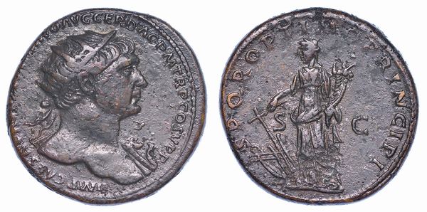 TRAIANO, 98-117. Dupondio, anni 103-111.  - Asta Numismatica - Associazione Nazionale - Case d'Asta italiane