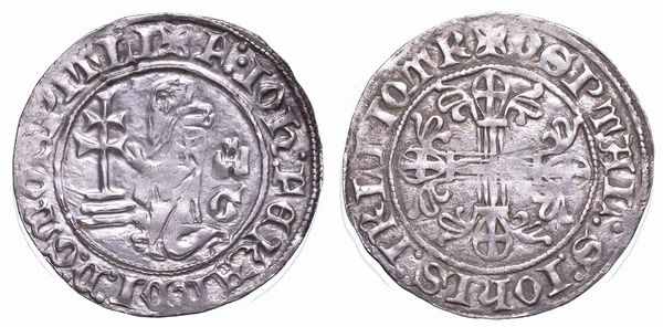 RODI. JOHN FERNANDEZ DI HEREDIA (32 Gran Maestro dell'Ordine dei Cavalieri Ospitalieri di Rodi e Malta), 1376-1396. Gigliato.  - Asta Numismatica - Associazione Nazionale - Case d'Asta italiane