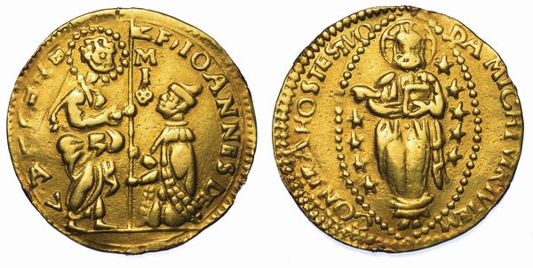 MALTA. JEAN DE LA VALETTE (49 Gran Maestro dell'Ordine dei Cavalieri Ospitalieri di Rodi e Malta), 1557-1568. Imitazione orientale del ducato veneziano.  - Asta Numismatica - Associazione Nazionale - Case d'Asta italiane