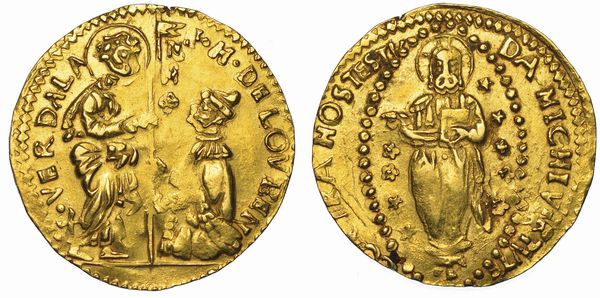 MALTA. HUGO LOUBENS DE VERDALLE (52 Gran Maestro dell'Ordine dei Cavalieri Ospitalieri di Rodi e Malta), 1582-1595. Imitazione orientale dello zecchino veneziano.  - Asta Numismatica - Associazione Nazionale - Case d'Asta italiane