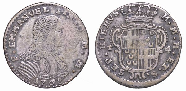 MALTA. EMANUELE PINTO (68 Gran Maestro dell'Ordine dei Cavalieri Ospitalieri di Rodi e Malta), 1741-1773. 4 Tar 1768.  - Asta Numismatica - Associazione Nazionale - Case d'Asta italiane