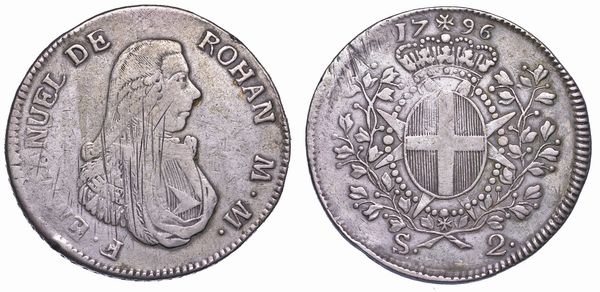 MALTA. EMMANUEL DE ROHAN (70 Gran Maestro dell'Ordine dei Cavalieri Ospitalieri di Rodi e Malta), 1775-1797. 2 scudi 1796.  - Asta Numismatica - Associazione Nazionale - Case d'Asta italiane