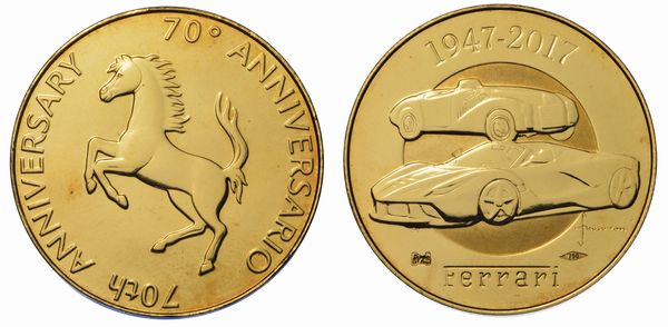 SCUDERIA FERRARI. Medaglia in oro per il 70 Anniversario della Ferrari (1947-2017).  - Asta Numismatica - Associazione Nazionale - Case d'Asta italiane