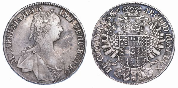 AUSTRIA. MARIA THERESIA, 1740-1780. Thaler 1756. Hall.  - Asta Numismatica - Associazione Nazionale - Case d'Asta italiane