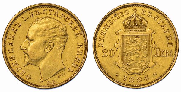 BULGARIA. FERDINAND I, 1887-1908. 20 Leva 1894. Kremnitz (Kremnica).  - Asta Numismatica - Associazione Nazionale - Case d'Asta italiane