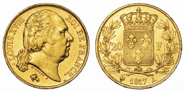 FRANCIA. LOUIS XVIII, 1814-1824. 20 Francs 1817. Parigi.  - Asta Numismatica - Associazione Nazionale - Case d'Asta italiane