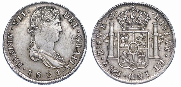 MESSICO. FERNANDO VII, 1808-1833. 8 Reales 1821. Zacatecas.  - Asta Numismatica - Associazione Nazionale - Case d'Asta italiane