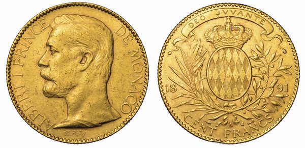 MONACO. ALBERT I, 1889-1922. 100 Francs 1891.  - Asta Numismatica - Associazione Nazionale - Case d'Asta italiane