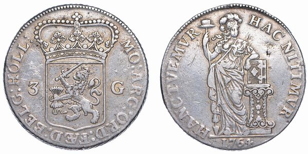 PAESI BASSI - HOLLAND. 3 Gulden 1764.  - Asta Numismatica - Associazione Nazionale - Case d'Asta italiane