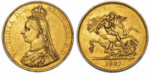 REGNO UNITO. VICTORIA, 1837-1901. 5 Pounds 1887.  - Asta Numismatica - Associazione Nazionale - Case d'Asta italiane