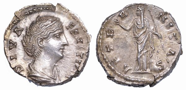 FAUSTINA I (moglie di Antonino Pio), + 140/141. Denario. Consacrazione.  - Asta Numismatica - Associazione Nazionale - Case d'Asta italiane