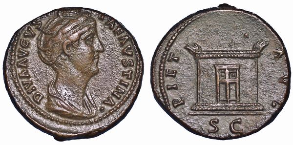 FAUSTINA I (moglie di Antonino Pio), + 140/141. Dupondio. Consacrazione.  - Asta Numismatica - Associazione Nazionale - Case d'Asta italiane