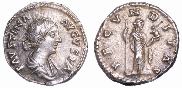 FAUSTINA II (Moglie di Marco Aurelio), 147-176. Denario.  - Asta Numismatica - Associazione Nazionale - Case d'Asta italiane