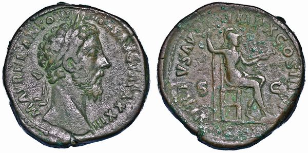 MARCO AURELIO, 161-180. Sesterzio, anni 179-180.  - Asta Numismatica - Associazione Nazionale - Case d'Asta italiane