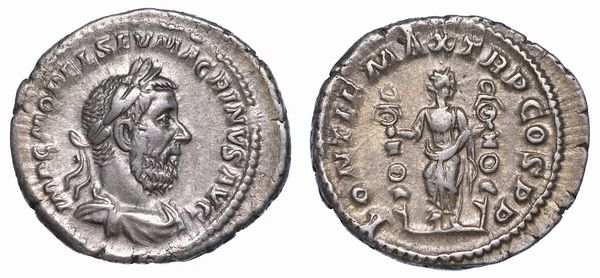 MACRINO, 217-218. Denario, anno  217.  - Asta Numismatica - Associazione Nazionale - Case d'Asta italiane