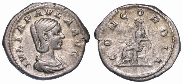 GIULIA PAOLA (Moglie di Eliogabalo), 219-220. Denario.  - Asta Numismatica - Associazione Nazionale - Case d'Asta italiane