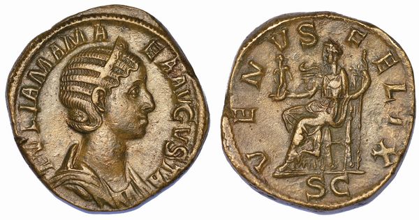 GIULIA MAMEA (Madre di Alessandro Severo), + 235. Sesterzio.  - Asta Numismatica - Associazione Nazionale - Case d'Asta italiane