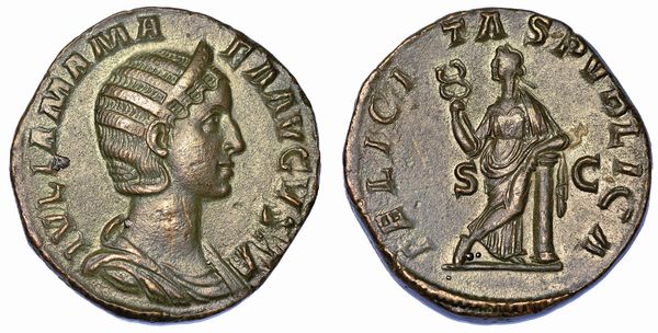 GIULIA MAMEA (Madre di Alessandro Severo), + 235. Sesterzio.  - Asta Numismatica - Associazione Nazionale - Case d'Asta italiane