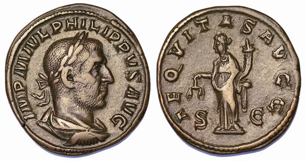 FILIPPO I, 244-249. Sesterzio.  - Asta Numismatica - Associazione Nazionale - Case d'Asta italiane