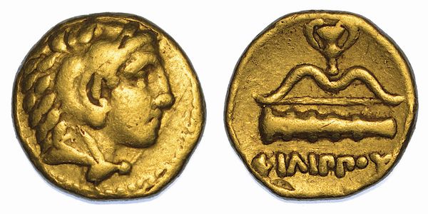 REGNO DI MACEDONIA. FILIPPO II, 359-336 a.C. Quarto di statere d'oro. Mende.  - Asta Numismatica - Associazione Nazionale - Case d'Asta italiane