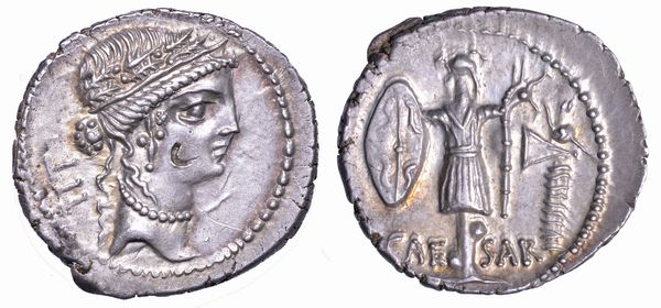 GIULIO CESARE, +44. Denario, anni 48-47 a.C. Zecca itinerante.  - Asta Numismatica - Associazione Nazionale - Case d'Asta italiane