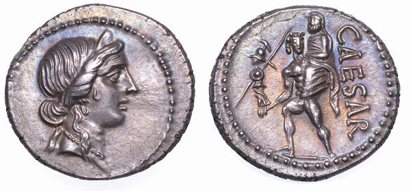 GIULIO CESARE, +44. Denario, anni 47-46. Africa.  - Asta Numismatica - Associazione Nazionale - Case d'Asta italiane