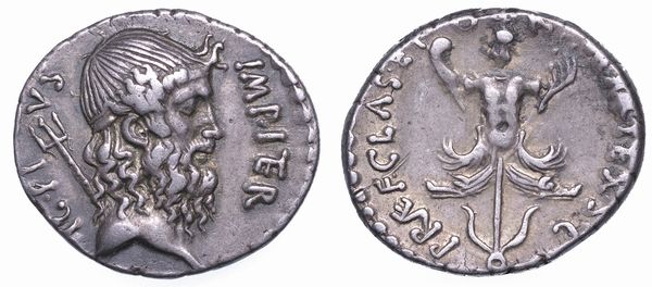 SESTO POMPEO. Denario, anni 37-36 a.C. Sicilia.  - Asta Numismatica - Associazione Nazionale - Case d'Asta italiane