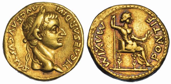 TIBERIO, 14-37. Aureo, anni 14-17. Lugdunum.  - Asta Numismatica - Associazione Nazionale - Case d'Asta italiane