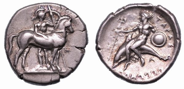 CALABRIA - TARANTO. Nomos, anni 344-340 a.C.  - Asta Numismatica - Associazione Nazionale - Case d'Asta italiane