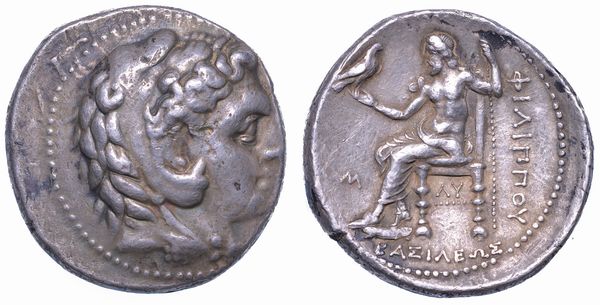 REGNO DI MACEDONIA. FILIPPO III ARRIDEO, 323-317 a.C. Tetradracma. Babilonia, coniata sotto Arconte, Dokimo o Seleuco.  - Asta Numismatica - Associazione Nazionale - Case d'Asta italiane