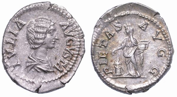 GIULIA DOMNA (moglie di Settimio Severo), 193-217. Denario. Roma.  - Asta Numismatica - Associazione Nazionale - Case d'Asta italiane