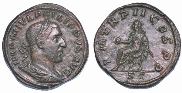 FILIPPO I, 244-249. Sesterzio, anno 245.  - Asta Numismatica - Associazione Nazionale - Case d'Asta italiane