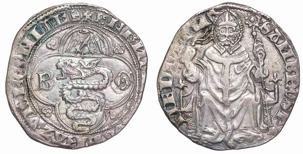 MILANO. BERNABO' E GALEAZZO II VISCONTI, 1354-1378. Grosso da un soldo e mezzo o pegione.  - Asta Numismatica - Associazione Nazionale - Case d'Asta italiane