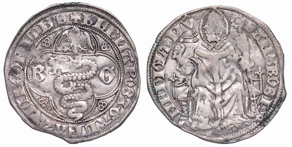 MILANO. BERNABO' E GALEAZZO II VISCONTI, 1354-1378. Grosso da un soldo e mezzo o pegione.  - Asta Numismatica - Associazione Nazionale - Case d'Asta italiane