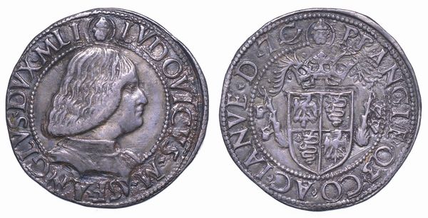 MILANO. LUDOVICO MARIA SFORZA (DETTO IL MORO), 1494-1500. Testone (o Grosso da 20 Soldi).  - Asta Numismatica - Associazione Nazionale - Case d'Asta italiane