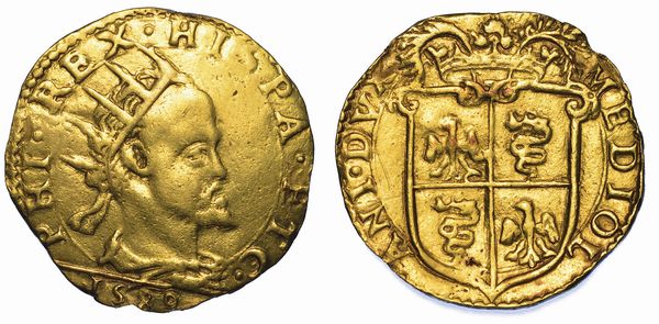 MILANO. FILIPPO II DASBURGO, 1556-1598. Doppia 1589.  - Asta Numismatica - Associazione Nazionale - Case d'Asta italiane