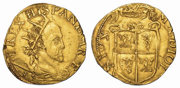 MILANO. FILIPPO II DASBURGO, 1556-1598. Doppia 15(??).  - Asta Numismatica - Associazione Nazionale - Case d'Asta italiane