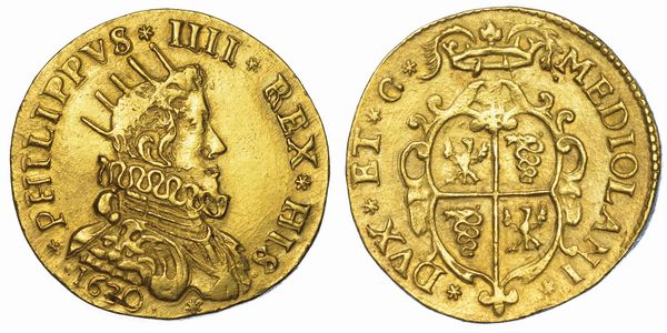 MILANO. FILIPPO IV DASBURGO, 1621-1665. Doppia da due o quadrupla 1630.  - Asta Numismatica - Associazione Nazionale - Case d'Asta italiane