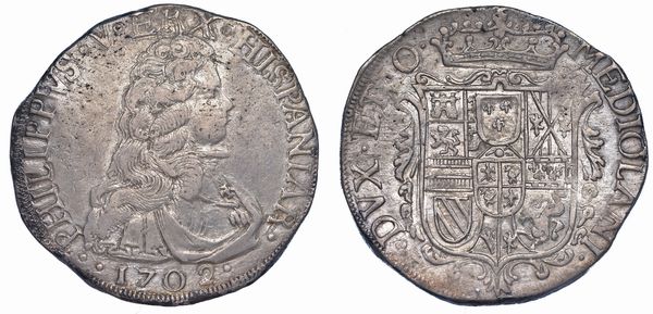 MILANO. FILIPPO V DI SPAGNA, 1700-1706. Filippo 1702.  - Asta Numismatica - Associazione Nazionale - Case d'Asta italiane