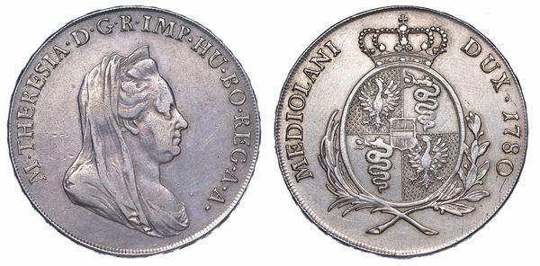 MILANO. MARIA TERESA D'ASBURGO, 1740-1780. Scudo 1780.  - Asta Numismatica - Associazione Nazionale - Case d'Asta italiane