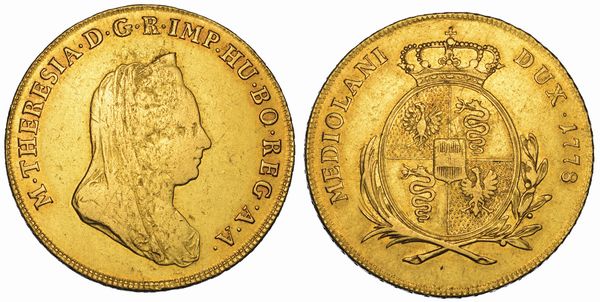 MILANO. MARIA TERESA D'ASBURGO, 1740-1780. Da due doppie o quadrupla 1778.  - Asta Numismatica - Associazione Nazionale - Case d'Asta italiane