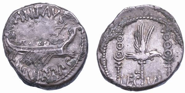 ANTONIA. Denario, anni 32-31 a.C. Zecca al seguito di MarcAntonio.  - Asta Numismatica - Associazione Nazionale - Case d'Asta italiane