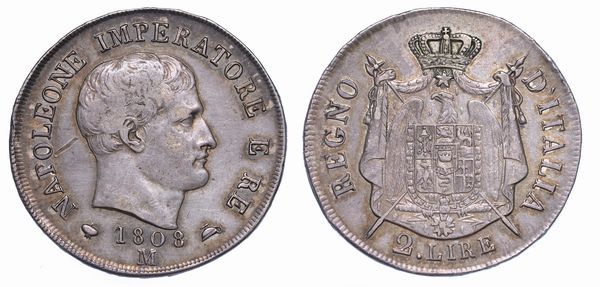 MILANO. NAPOLEONE I, 1805-1814. 2 Lire 1808.  - Asta Numismatica - Associazione Nazionale - Case d'Asta italiane