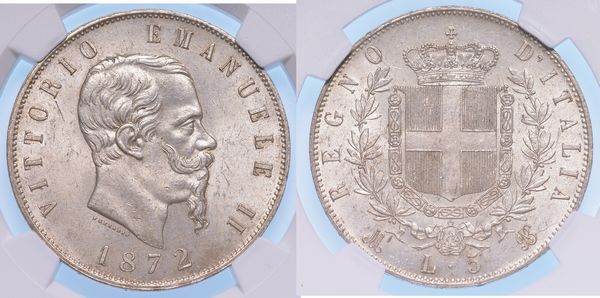 MILANO. VITTORIO EMANUELE II DI SAVOIA, 1861-1878 (RE DITALIA). 5 lire 1872.  - Asta Numismatica - Associazione Nazionale - Case d'Asta italiane