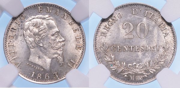 MILANO. VITTORIO EMANUELE II DI SAVOIA, 1861-1878 (RE DITALIA). 20 Centesimi 1863.  - Asta Numismatica - Associazione Nazionale - Case d'Asta italiane