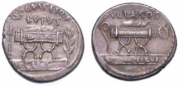 POMPEIA. Q. Pompeius Rufus, 54 a.C. Denario.  - Asta Numismatica - Associazione Nazionale - Case d'Asta italiane