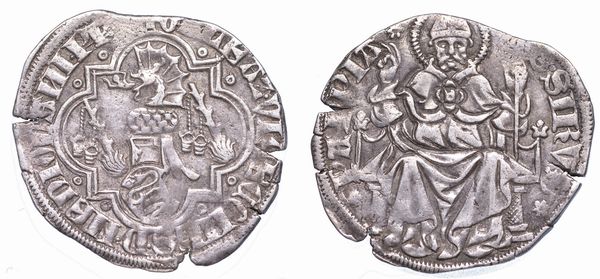 PAVIA. GALEAZZO II VISCONTI, 1359-1378. Grosso da 1 Soldo e mezzo.  - Asta Numismatica - Associazione Nazionale - Case d'Asta italiane