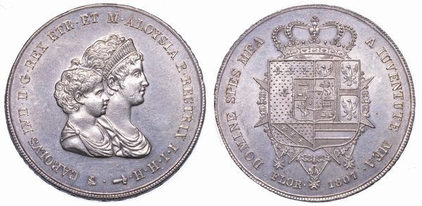 FIRENZE. CARLO LUDOVICO DI BORBONE, 1803-1807. Dena 1807.  - Asta Numismatica - Associazione Nazionale - Case d'Asta italiane